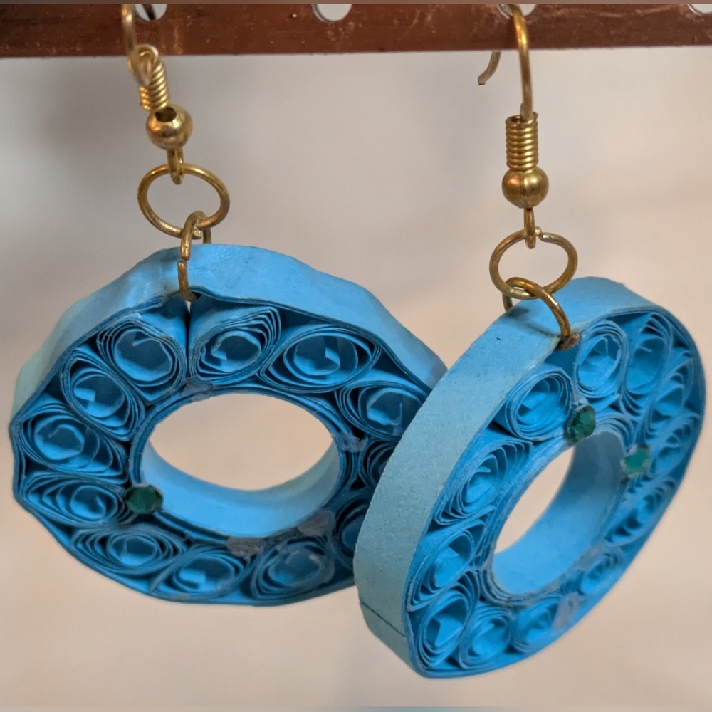 Handmade Quilling Paper Earrings Oceab Blue Summer Jewelry